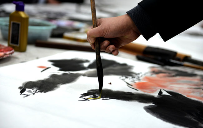 安徽蕭縣“龍城畫派”大師現場齊揮墨