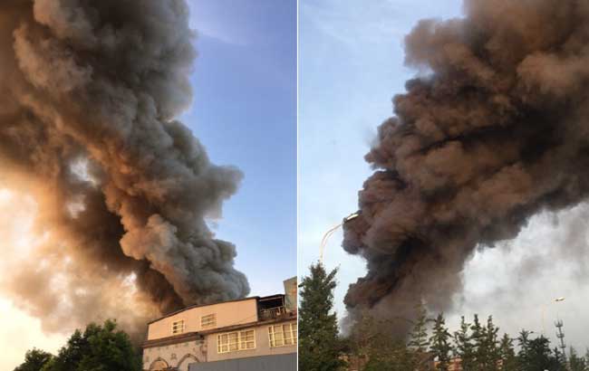 阜陽皖西北商貿城附近失火 濃煙滾滾