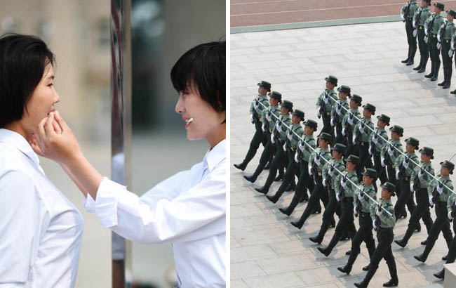 受閱女兵：咬筷子練微笑 胸挺長桿對齊