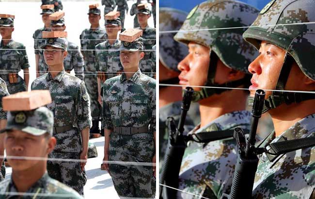 高清組圖：閱兵新型坦克方隊官兵頭頂磚塊練隊列