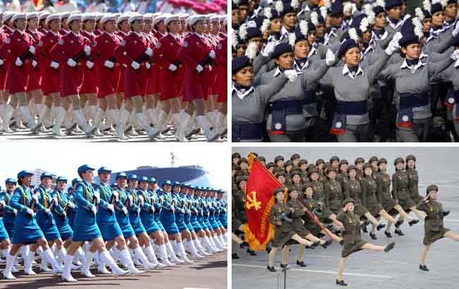 高清組圖：盤點各國女兵方陣 閱兵場上的顏值擔當