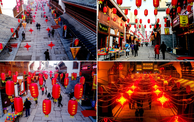 大紅燈籠高高挂 小城老街年味濃