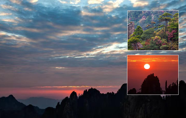 霞光掩映山色空 五色披紛秋意濃