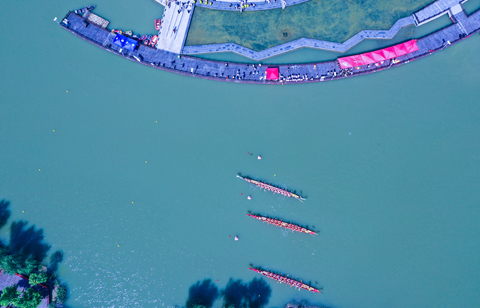 航拍:“迎端午” 賽龍舟