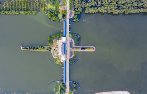 航拍：東淝閘開啟 向淮河排澇