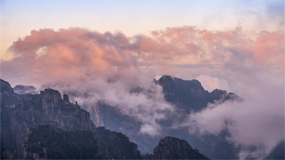 黄山风景区出现大面积云海景观