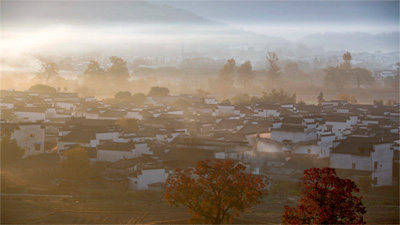 皖南古村冬景如画