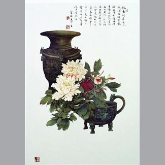 青铜器与牡丹